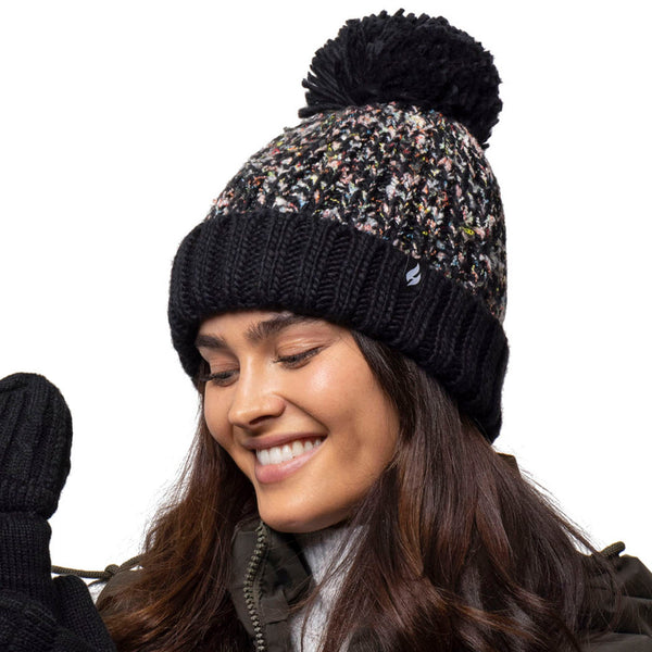 Gorro Eidda con pompón para mujer - Negro