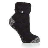 NIÑOS Calcetines de estar por casa lisos con cómoda parte superior de plumas - Negro
