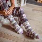 Calcetines tipo pantuflas de doble capa Soul Warming para mujer - Lila y gris