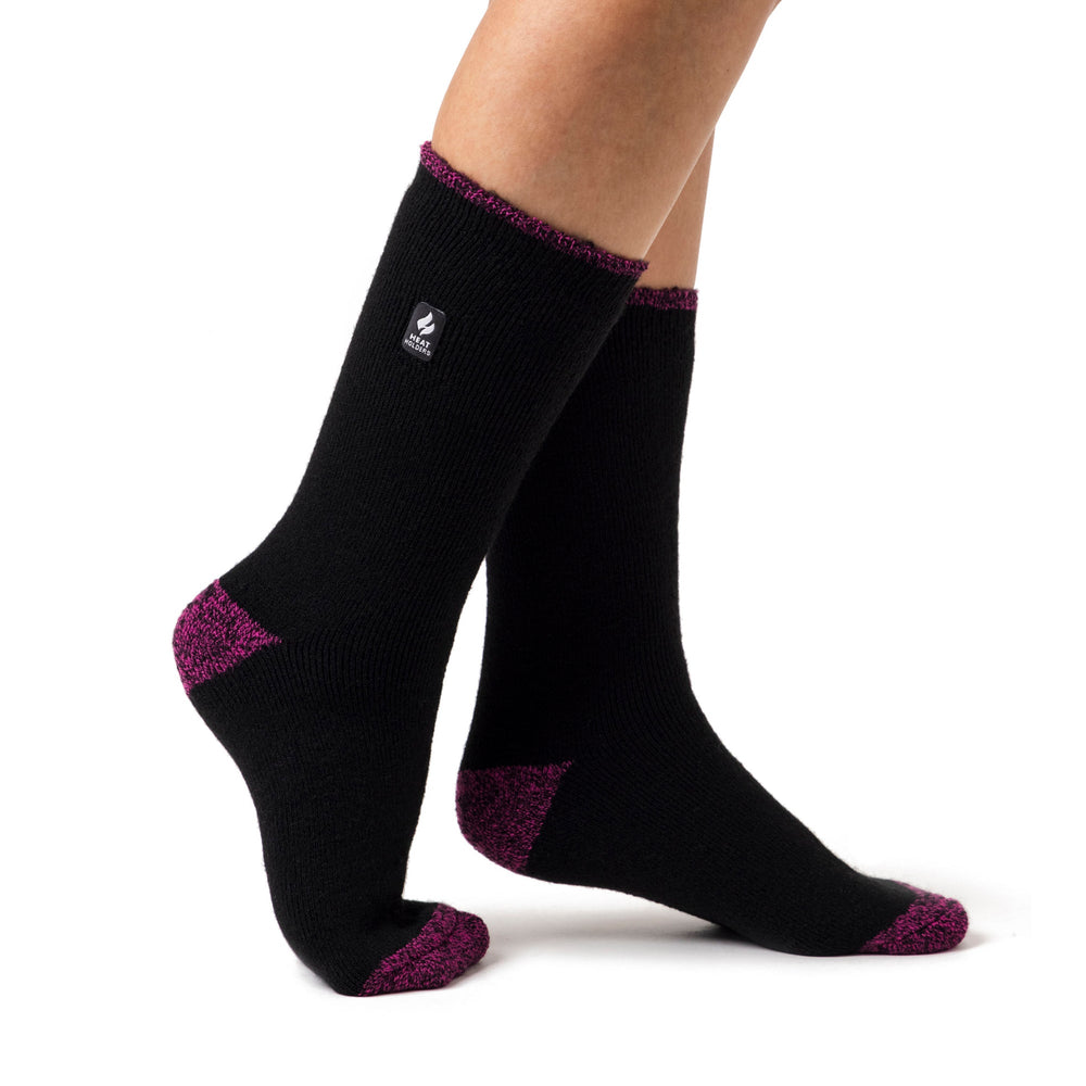 Calcetines para mujer Lite Tenerife con talón y puntera - Negro y baya