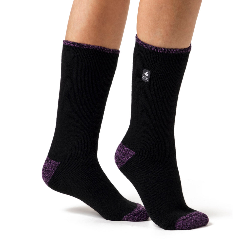 Calcetines para mujer Lite Tenerife con talón y punta - Negro y morado