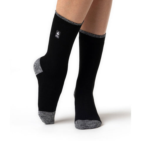 Ladies Ultra Lite Oia Heel & Toe Socks - Black & White