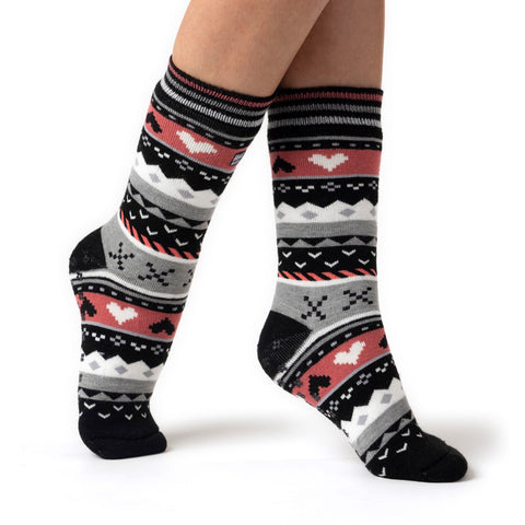 Calcetines tipo pantuflas de doble capa Soul Warming para mujer - Negro y Coral