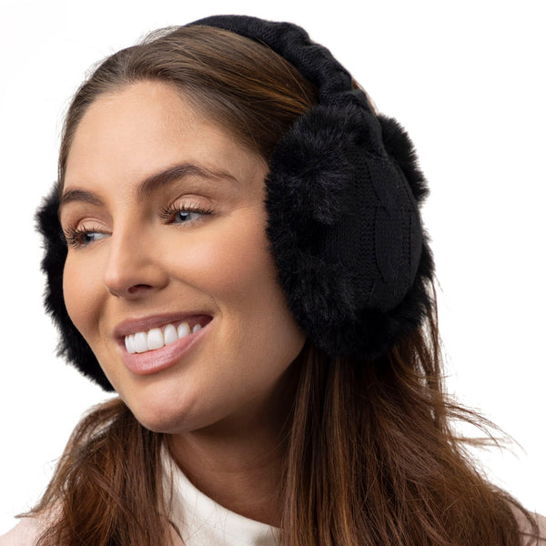 Orejeras plegables ajustables para mujer - Negro