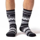 Mens Soul Warming Dual Layer Slipper Socks - Black & Charcoal