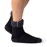 Mens Original Olwen Sleep Socks with Feather Turnover Top - Black