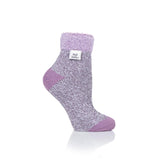 Calcetines de dormir originales para mujer con parte superior de plumas - Lila y gris