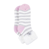 Ladies Original Sleep Socks with Turnover Feather Top - Grey & Cream