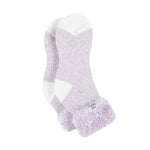 Calcetines de dormir originales para mujer con parte superior de plumas - Malva y crema