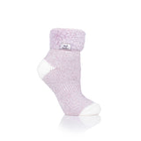 Calcetines de dormir originales para mujer con parte superior de plumas - Malva y crema