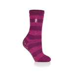 Ladies Original Seville Stripe Slipper Socks - Deep Fuchsia & Berry