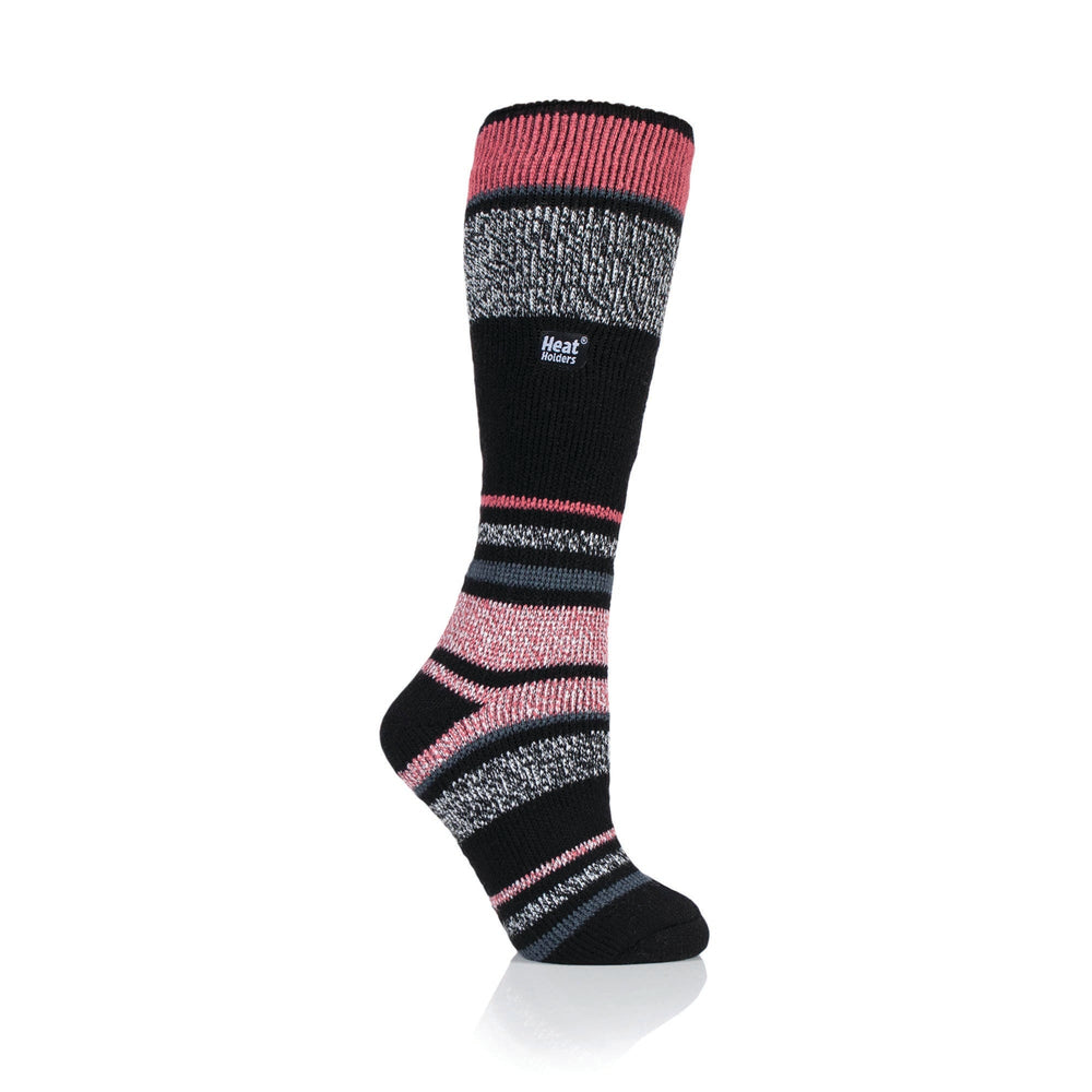 Calcetines deportivos de esquí y nieve extralargos originales para mujer - Negro y rosa