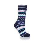 Calcetines tipo pantuflas de doble capa Soul Warming para mujer - Azul marino y morado