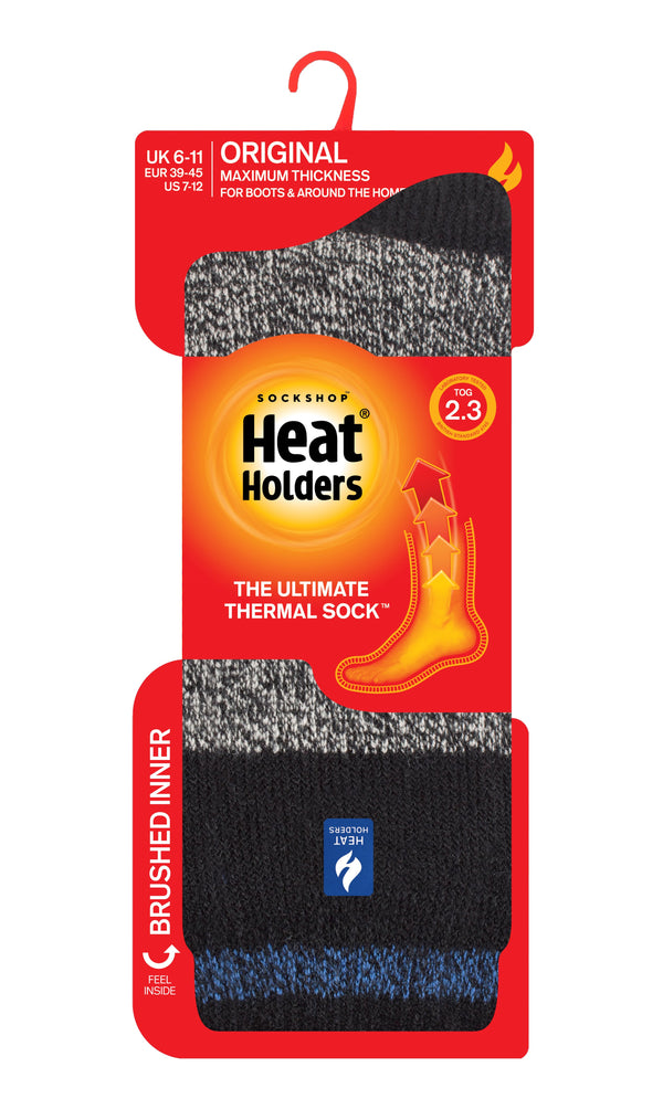 Calcetines originales Porto Rugged Block Stripe para hombre - Negro y azul