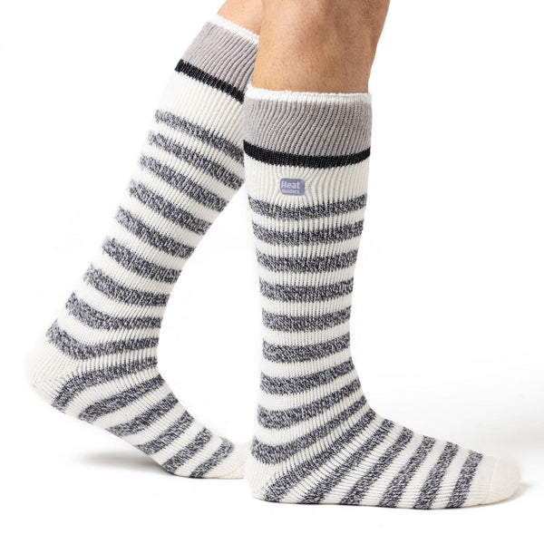 Calcetines deportivos de esquí y nieve extralargos Originales para hombre - Crema a rayas