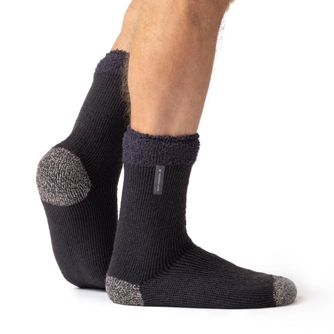 Mens Original Lumi Sleep Socks with Feather Top - Charcoal & Grey