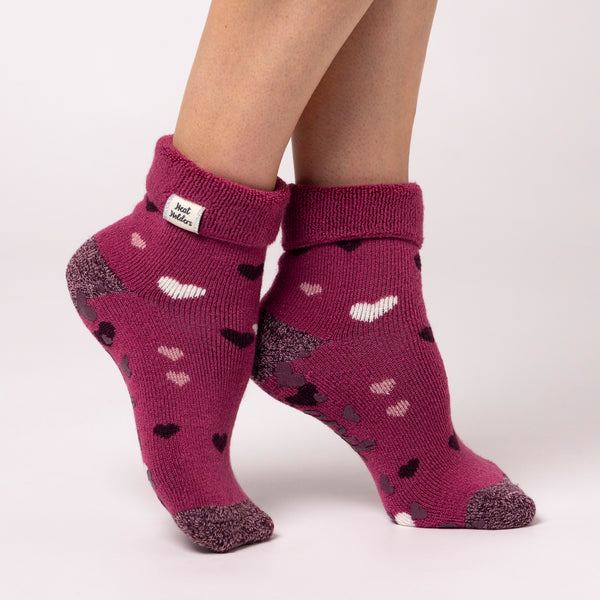 Calcetines de damas lite lounge con top de rotación - corazones
