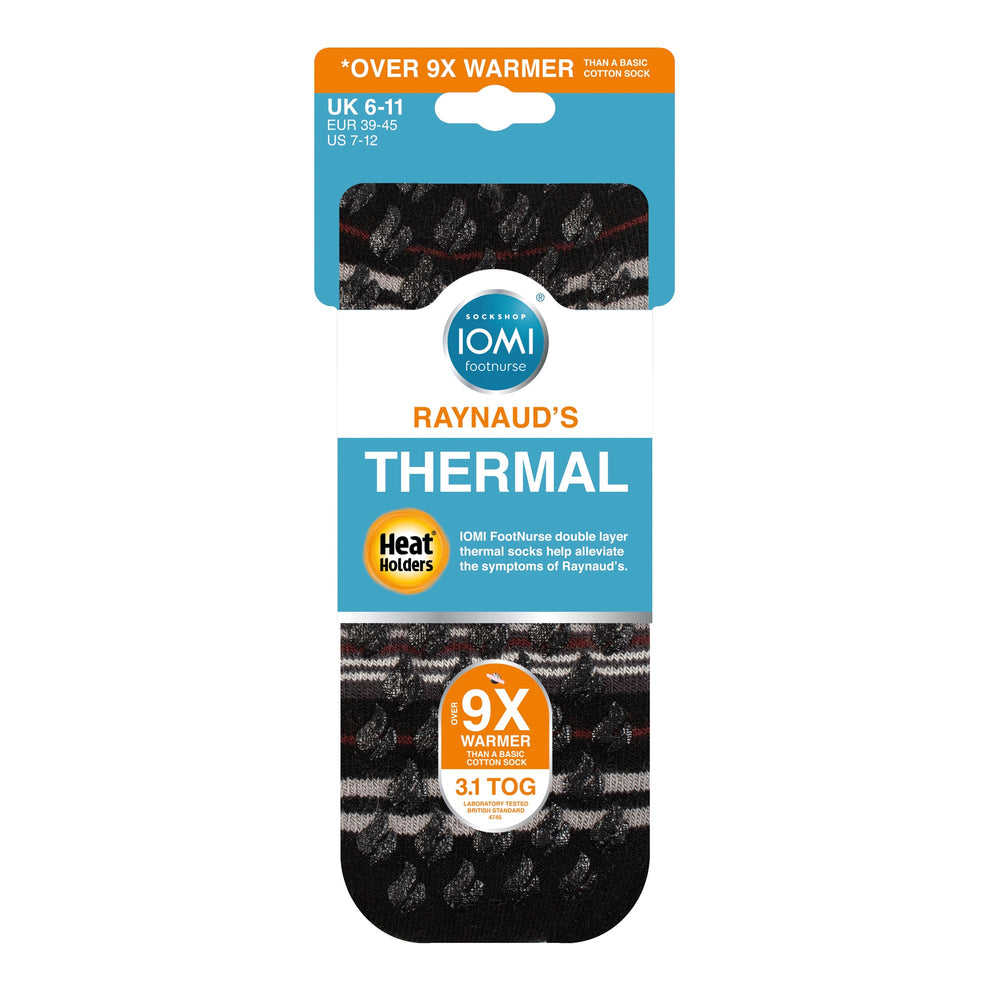 Calcetines tipo zapatilla Raynaud's de doble capa IOMI para hombre - Rayas negras