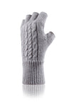 Guantes sin dedos tipo cable para mujer - Gris claro