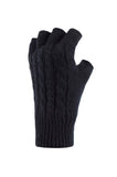 Guantes sin dedos tipo cable para mujer - Negro