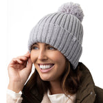 Gorro Arden con pompón para mujer - Gris claro