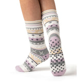 Calcetines tipo pantuflas de doble capa Soul Warming para mujer - Lila y gris