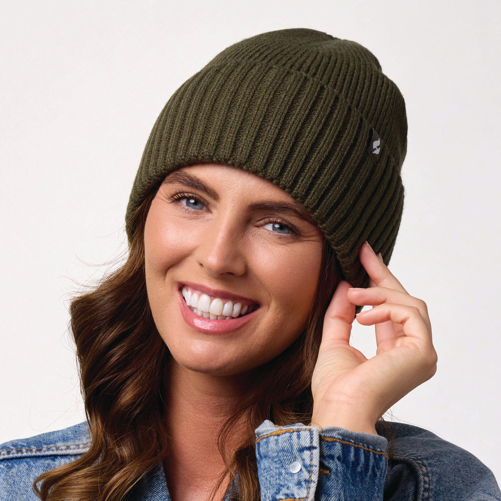 Unisex Lite Ashwood Ribbed Turnover Hat - Khaki