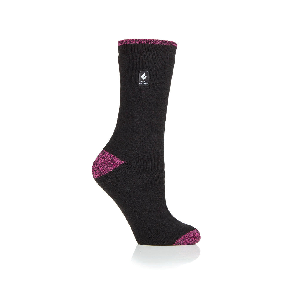 Calcetines para mujer Lite Tenerife con talón y puntera - Negro y baya
