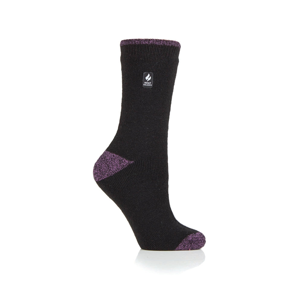 Calcetines para mujer Lite Tenerife con talón y punta - Negro y morado