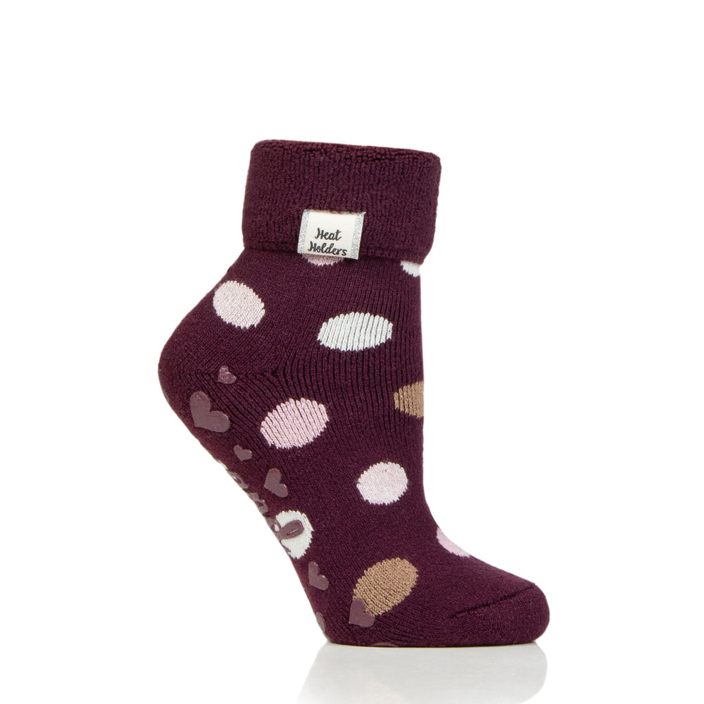 Calcetines Lite Lyra Lounge para mujer con parte superior vuelta - Cabernet Dots