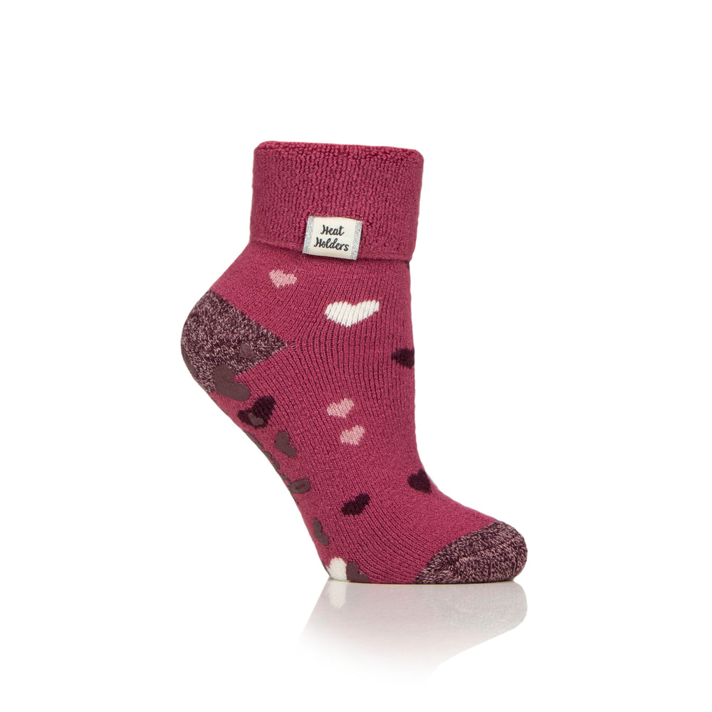 Calcetines de damas lite lounge con top de rotación - corazones