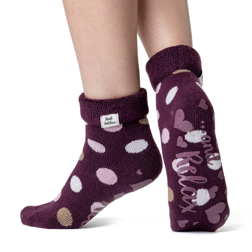 Calcetines Lite Lyra Lounge para mujer con parte superior vuelta - Cabernet Dots