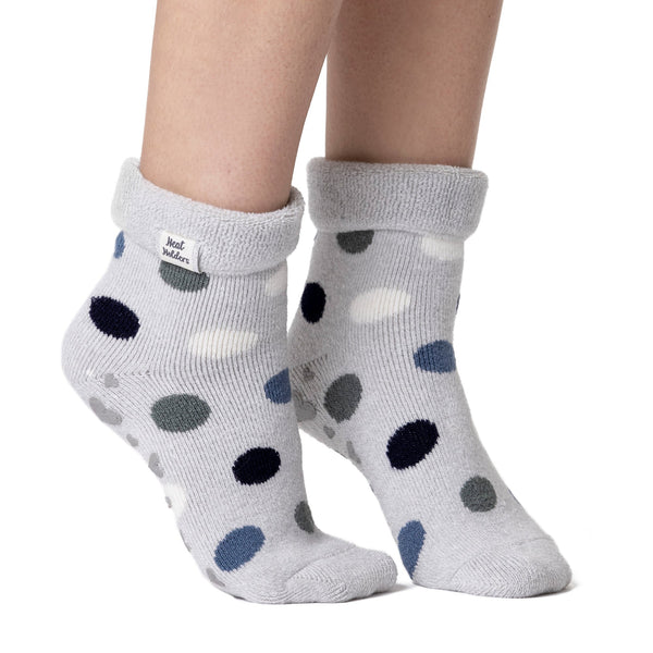 Calcetines Lite Lyra Lounge para mujer con parte superior vuelta - Lunares plateados