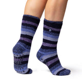 Calcetines tipo pantufla a rayas Original Petunia para mujer - Azul marino