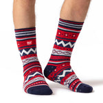 Calcetines tipo pantuflas de doble capa Soul Warming para hombre - Azul marino y rojo