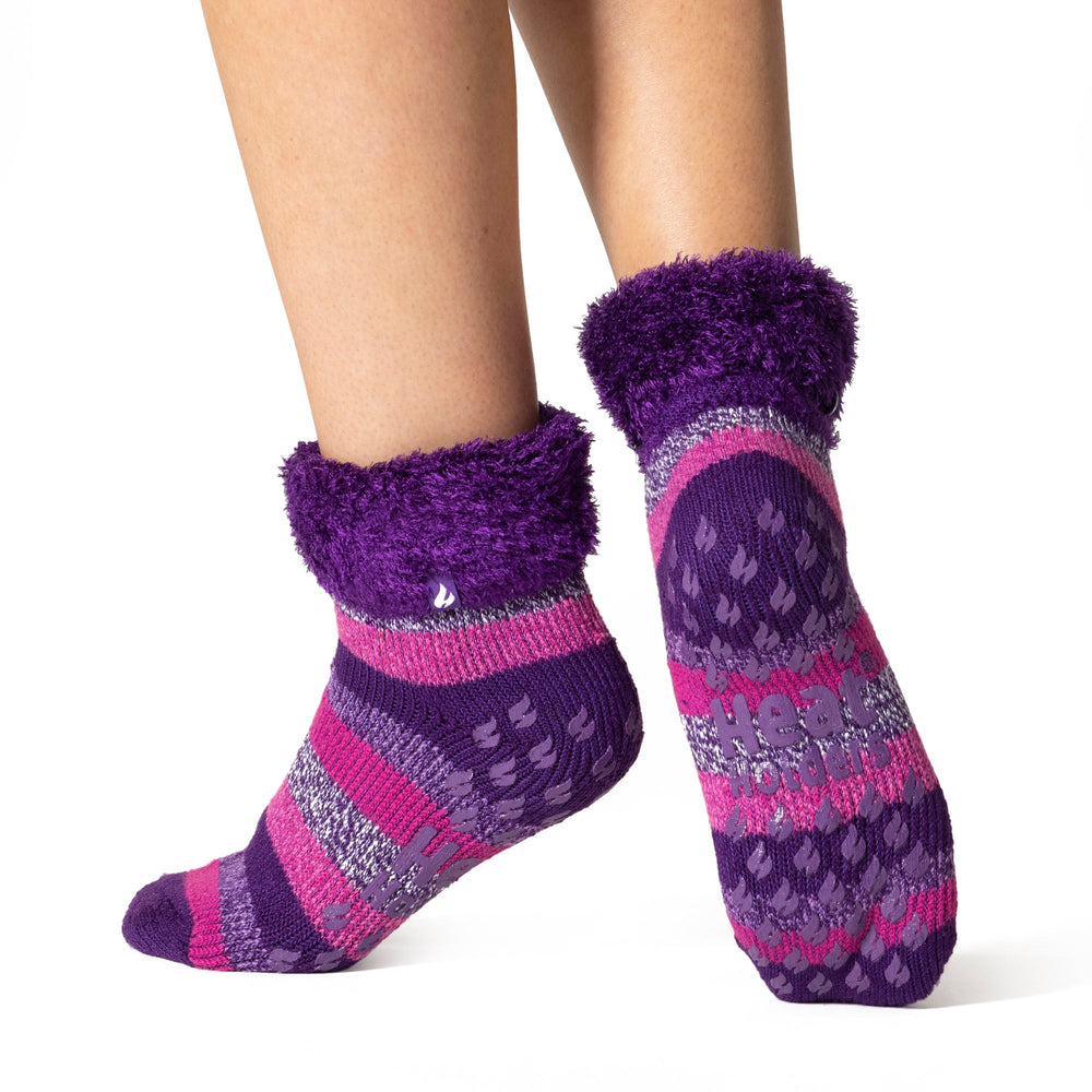 Calcetines originales Jo Lounge para mujer con parte superior vuelta - Rosa y morado