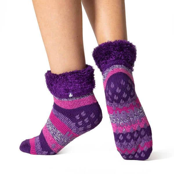 Calcetines originales Jo Lounge para mujer con parte superior vuelta - Rosa y morado