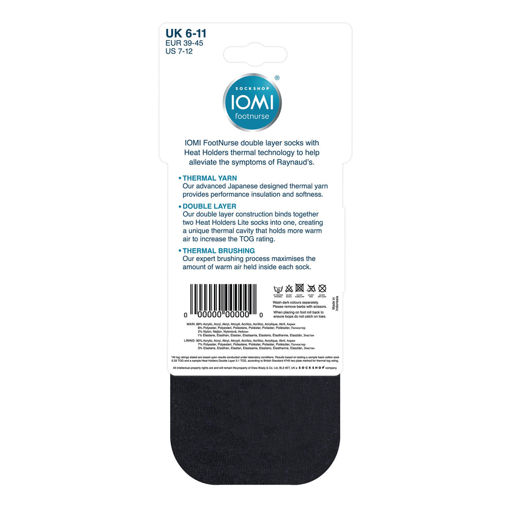 Calcetines tipo zapatilla Raynaud's de doble capa IOMI para hombre - Rayas negras
