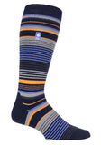 Mens Ultra Lite Long Ski & Snow Sports Socks - Navy Stripe