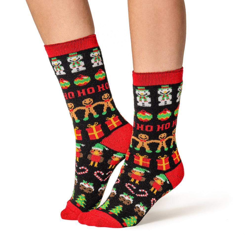 Calcetines navideños Ladies Lite - Pan de jengibre y adornos