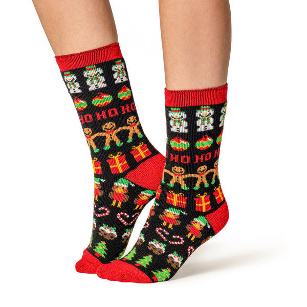 Calcetines navideños Ladies Lite - Pan de jengibre y adornos