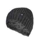 Mens Lawson Turn Over Cuff Ribbed Hat - Charcoal