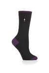 Ladies Ultra Lite Oia Heel & Toe Socks - Black & Purple